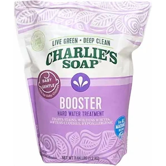 Charlie's Soap Booster & Hard Water Treatment Baby Gentle 2.64 LBS Natural Powdered Water Softener and Laundry Booster – Safe and Effective