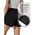 thumbnail image 2 of Pantalones cortos para correr para mujer, pantalones cortos elásticos de cintura alta, pantalones cortos deportivos con bolsillo, pantalones cortos atléticos de secado rápido, pantalones negros, XXL, 2 of 5