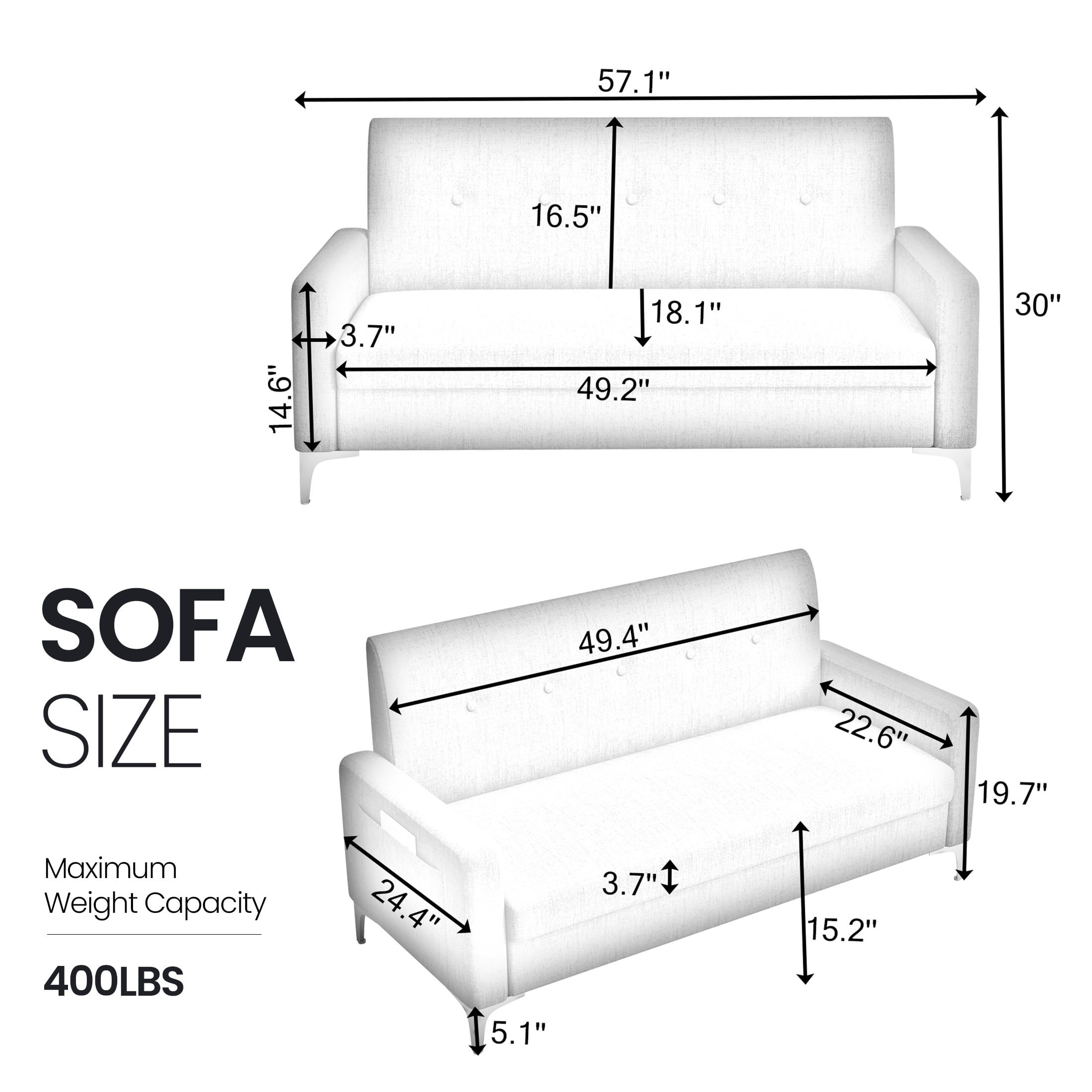 Aukfa Loveseat Sofa Couch with Storage Underneath, Small Couch for Bedroom, Living Room, Dorm, Beige