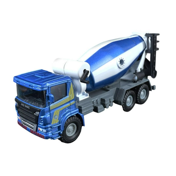 Bunblic 1/60 Construction Vehicle Model,Engineering Truck,Cement Mixer Truck,Rotatable Ornament,Simulated Movable Truck Toy for Child blue