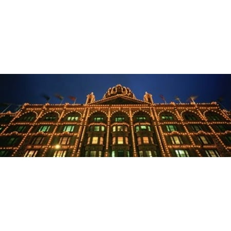 Low angle view of a building lit up at night Harrods London England Canvas Art - Panoramic Images (18 x 7)