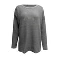 thumbnail image 4 of Hinvhai Plus Size Sweater Tops On Seasonal Clearance Women's Solid Long Sleeve Pullove Digaonl Collar Sweater Tops Dark Gray 8(L), 4 of 5