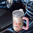 thumbnail image 6 of OBREWU Pink Bichon Frise and Flower Tumbler with Handle and Lid,Pink Bichon Frise and Flower 40oz Double Wall Vacuum Insulated Tumbler,Cups Gift for Women and Men, 6 of 7