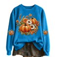 thumbnail image 5 of Halloween Edition Hoodless Sweatshirt for Wear Round Neck Long Sleeve Pullover Cozy Stylish Autumn Seasonal Top for Women Blue L, 5 of 5