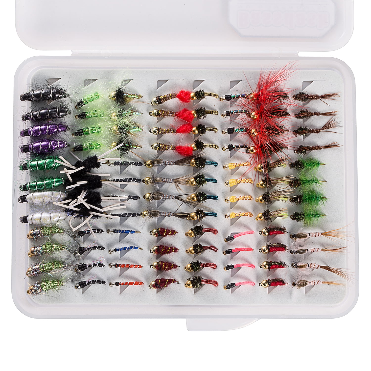Bassdash Fly Fishing Nymph Flies Kit, Pack of 96 pcs Fly Lure, with Ultrathin Fly Box