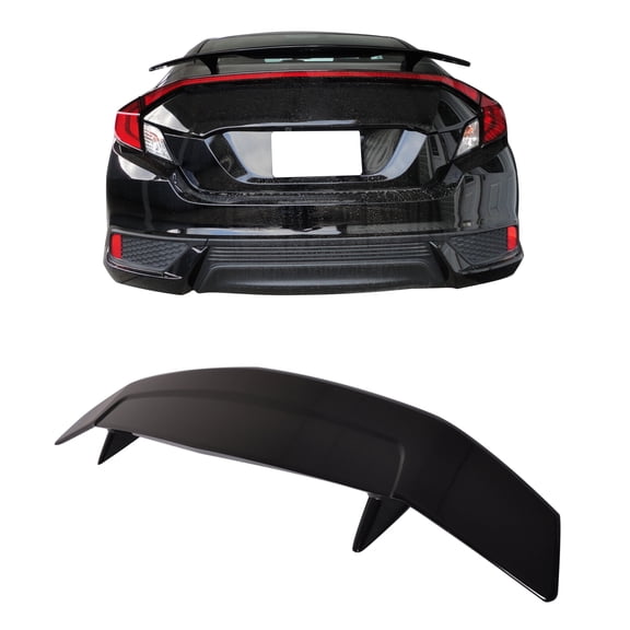 Ikon Motorsports Trunk Spoiler Compatible with 16-21 Civic X Sedan 4Dr Ikon Type A Rear Wing Lip Si Sport Gloss Black