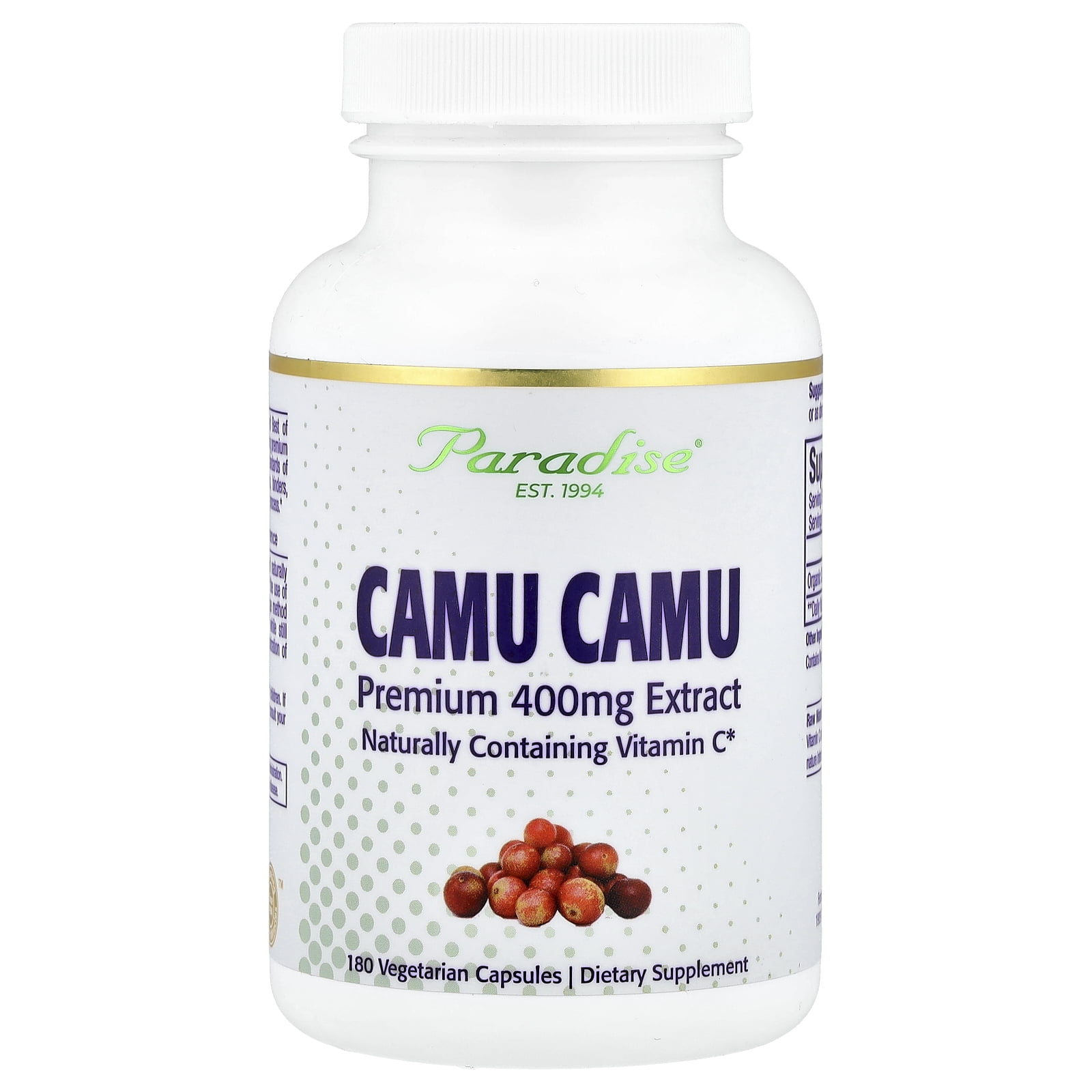 Paradise Herbs Camu Camu Premium Extract, 400 mg, 180 Vegetarian Capsules