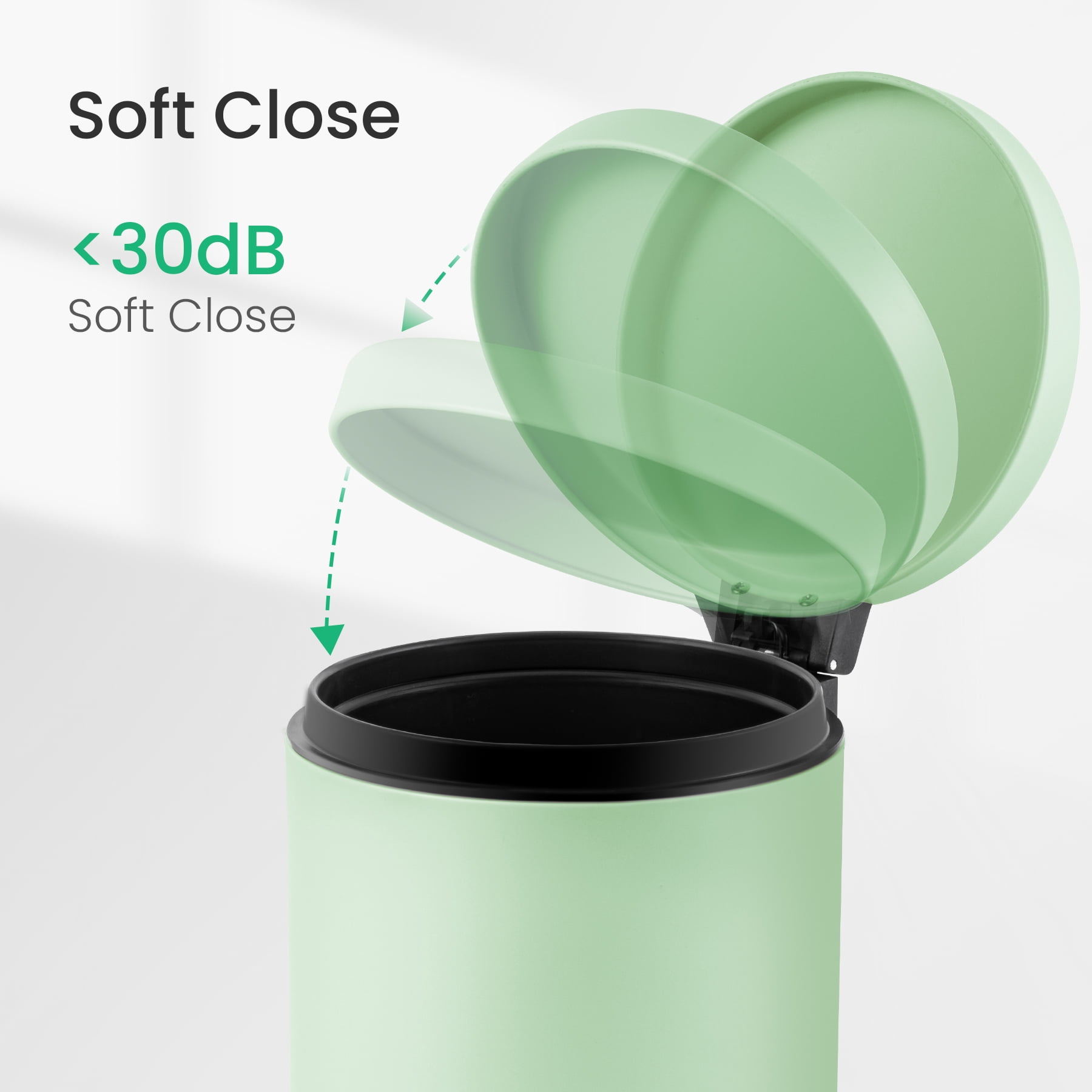 Cesun 1.2 Gallons Small Trash Can, Bathroom Garbage Can with Lid and Foot Pedal, Mini Round Wastebasket for Bedroom, Office, 4.5 Liters, Green