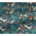 thumbnail image 4 of oneOone Cotton Jersey Teal Blue Fabric Leaves & Flowers Floral Diy Clothing Quilting Fabric Print Fabric By Yard 58 Inch Wide, 4 of 4