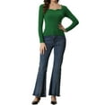thumbnail image 2 of INSPIRE CHIC Chandail pour Femmes Ajusté à Manches Longues Col Cœur Tricoté S Vert, 2 of 5