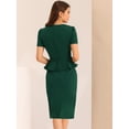 thumbnail image 4 of Vestido retro de manga corta con volantes y cuello de corazón para mujer Verde Oscuro M, 4 of 6