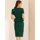 thumbnail image 4 of Vestido retro de manga corta con volantes y cuello de corazón Allegra K Verde Oscuro XL, 4 of 6