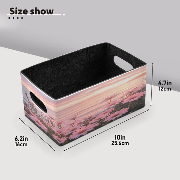BZSMCE Shelf Baskets Pink Daisies Sea Pattern Storage Cube Bins 10.1*6.3*4.7in Set of 2