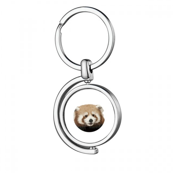 Brown Jungle Civet Cats Lovely Little Rotating Keychain Metal Keyring Holder