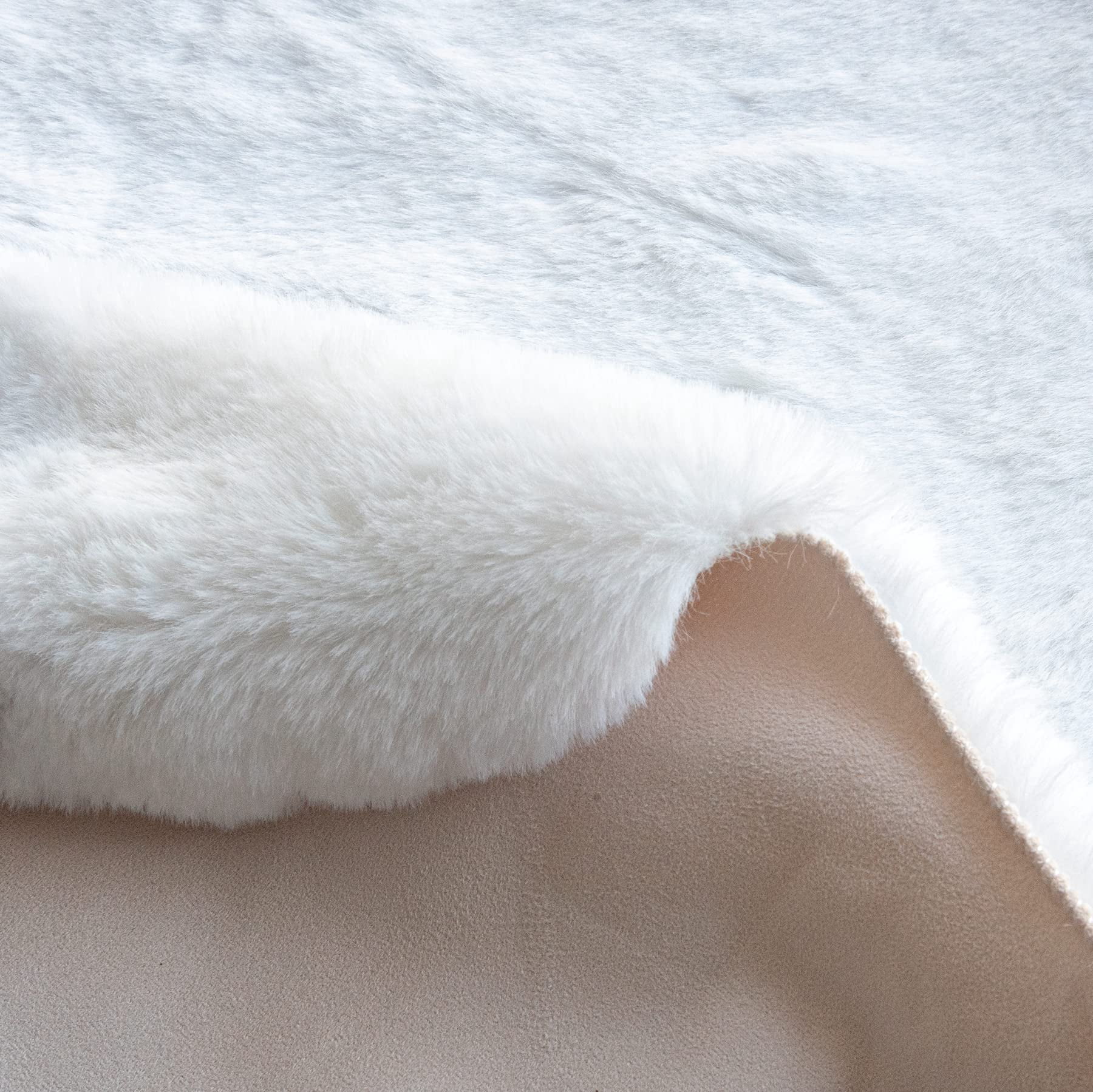 ORINOVA White Fluffy Living Room Rugs 6x9 Area Rug Washable Shag Rugs For Bedroom Faux Rabbit Fur Nursery Rug Rectangle Rug