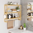 thumbnail image 2 of Bathroom Shelf Storage Organizer, Bathroom Shelf 3-Tier Adjustable Layer Bamboo Organizer with Bar, Hanging, Freestanding Over Toilet Utility Shelves, Beige, 2 of 9