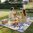 thumbnail image 4 of Geometric Flower Outdoor Rug for Patio/Deck/Porch, Non-Slip Large Area Rug 6 x 9 Ft, Vintage Country Floral Blue Yellow on Linen Indoor Outdoor Rugs Washable Area Rugs, Camping Rug Carpet Runner, 4 of 8