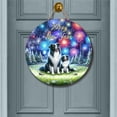 thumbnail image 2 of Happy New Year Border Collie Family Cheer Winter Midnight Firework Round Wood Sign Borders Dog Lovers Gifts Idea Hanging Wall Home Decor - 02025, 2 of 5
