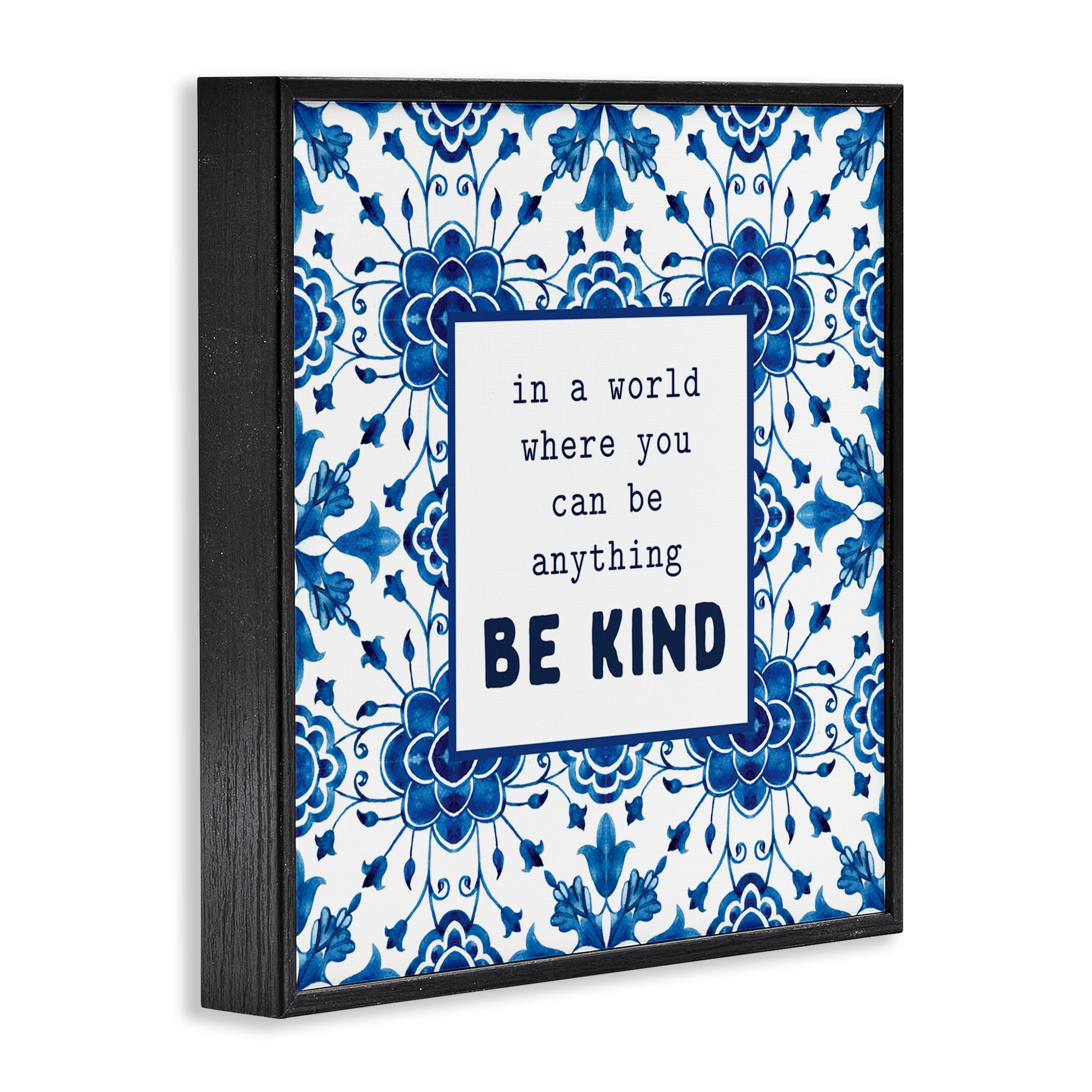 Patterned Be Kind Encouragement Black Framed Giclee Art, design by Lettered and Lined