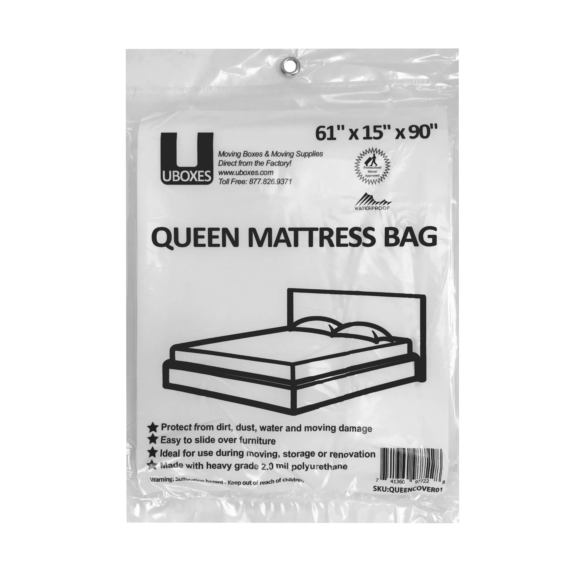 Queen Mattress Bag 61x15x104", 2 Mil, 1 Pack Protector Box Spring bed