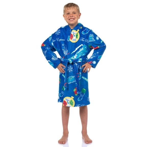 Polar Express Robe Boys' Movie Inspired Design Plush Hooded Bathrobe