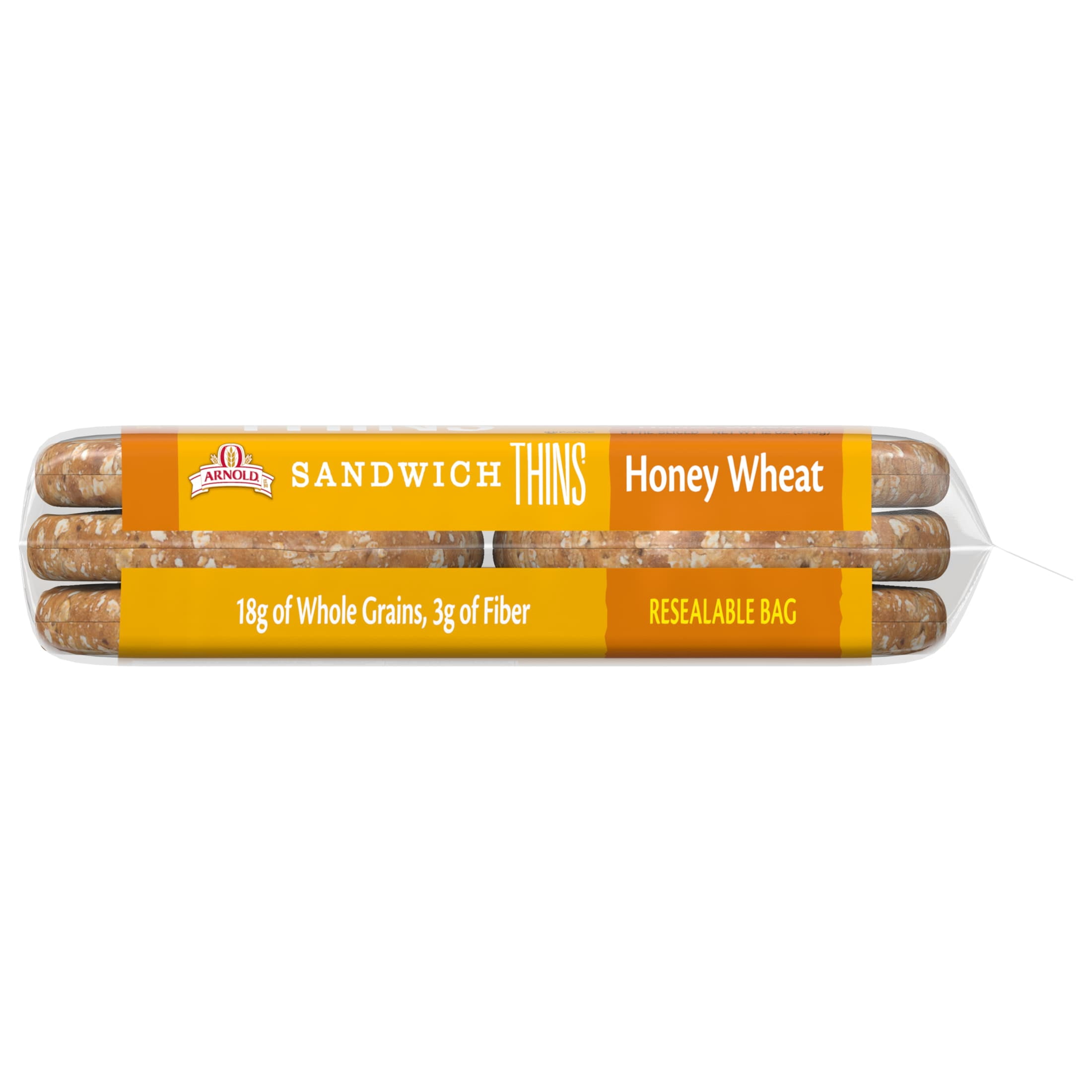Arnold Sandwich Thins Honey Wheat Rolls, 6 count, Pre-sliced Sandwich Thins, 12 oz Tray