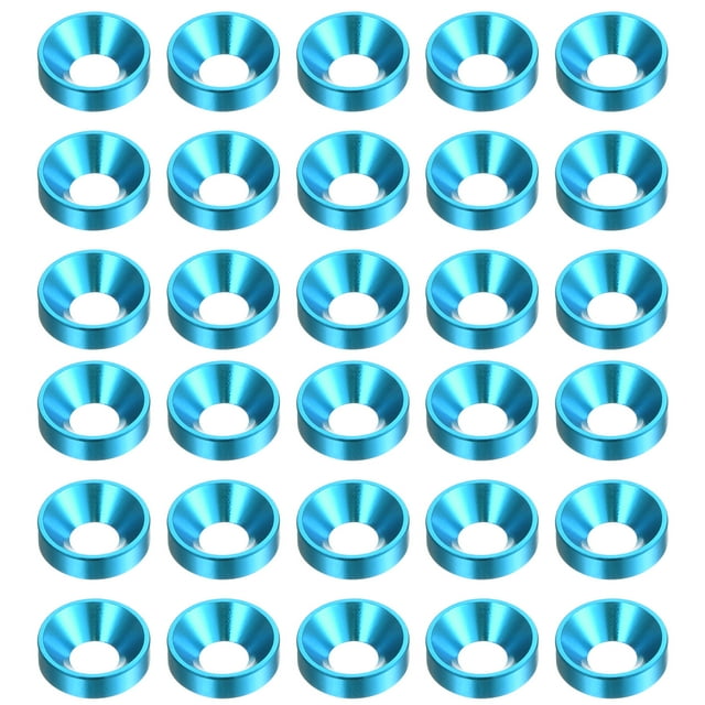 Unique Bargains Lot de 30 Rondelles à Encastrer M5 en Alliage d'Aluminium Anodisé pour Finition, Bleu Ciel