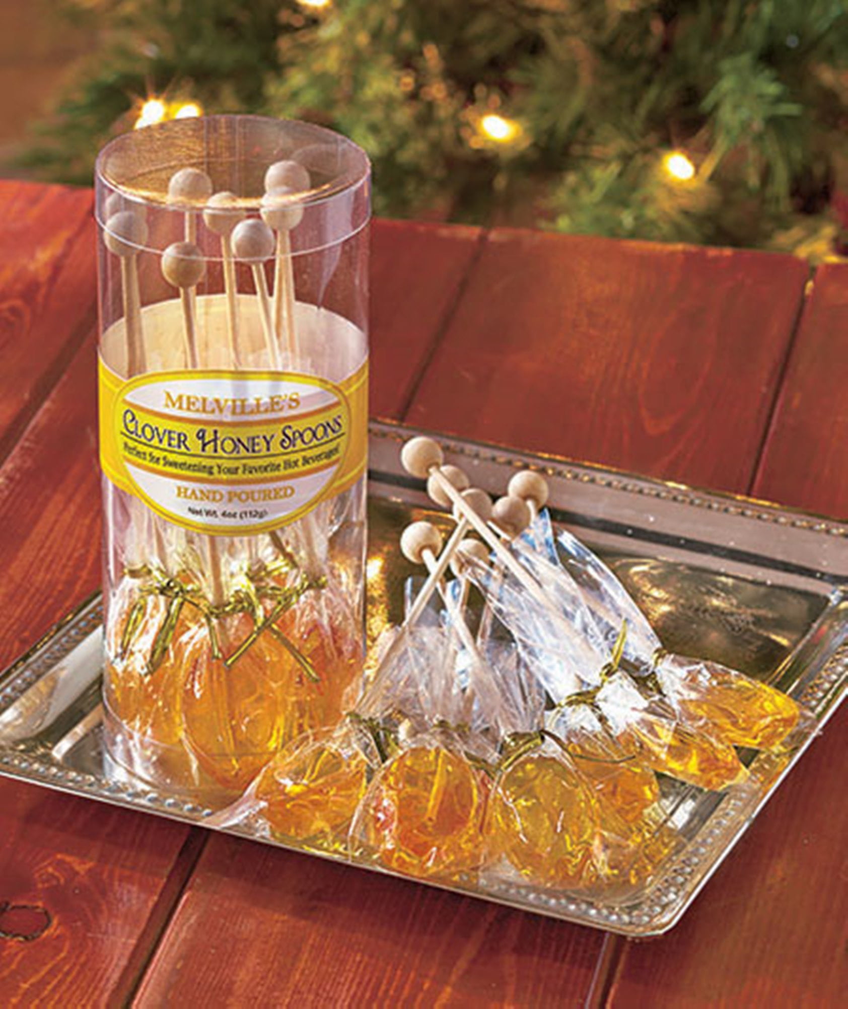 Melvilles Gourmet Hot Beverage Complements Clover Honey Spoons Stirrer