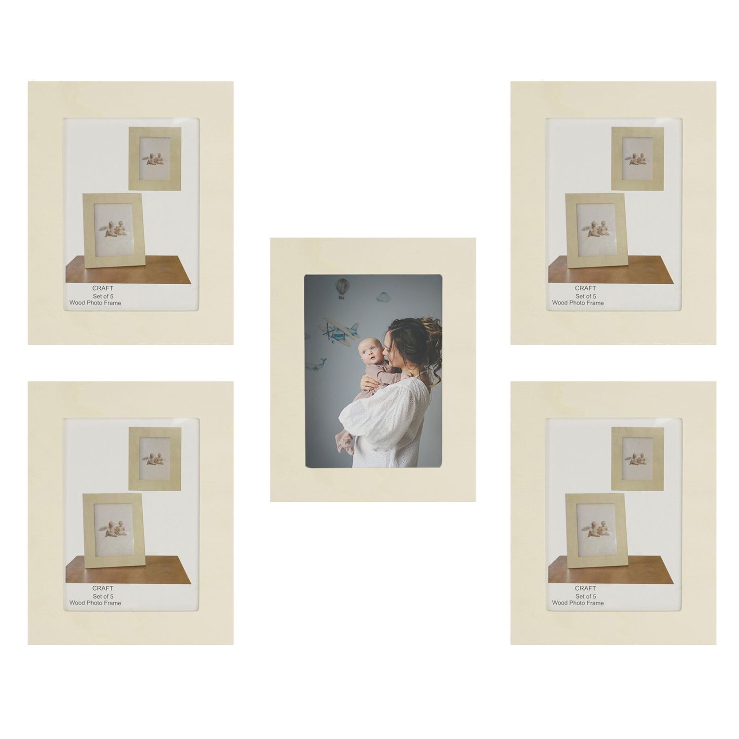 1pc DIY Photo Frame DIY Accessories Blank Wooden Frame for Craft Gift