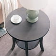 thumbnail image 3 of Bowery Hill Solid Wood Round End Table in Rustic Gray Wire Brushed, 3 of 6
