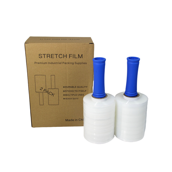 Stretch Wrap 5.11"×1000' Plastic Wrap Roll for Moving Shipping Wrap,Industrial Strength Shrink Packing Wrap Heavy Duty Stretch Film with Handle （2roll）