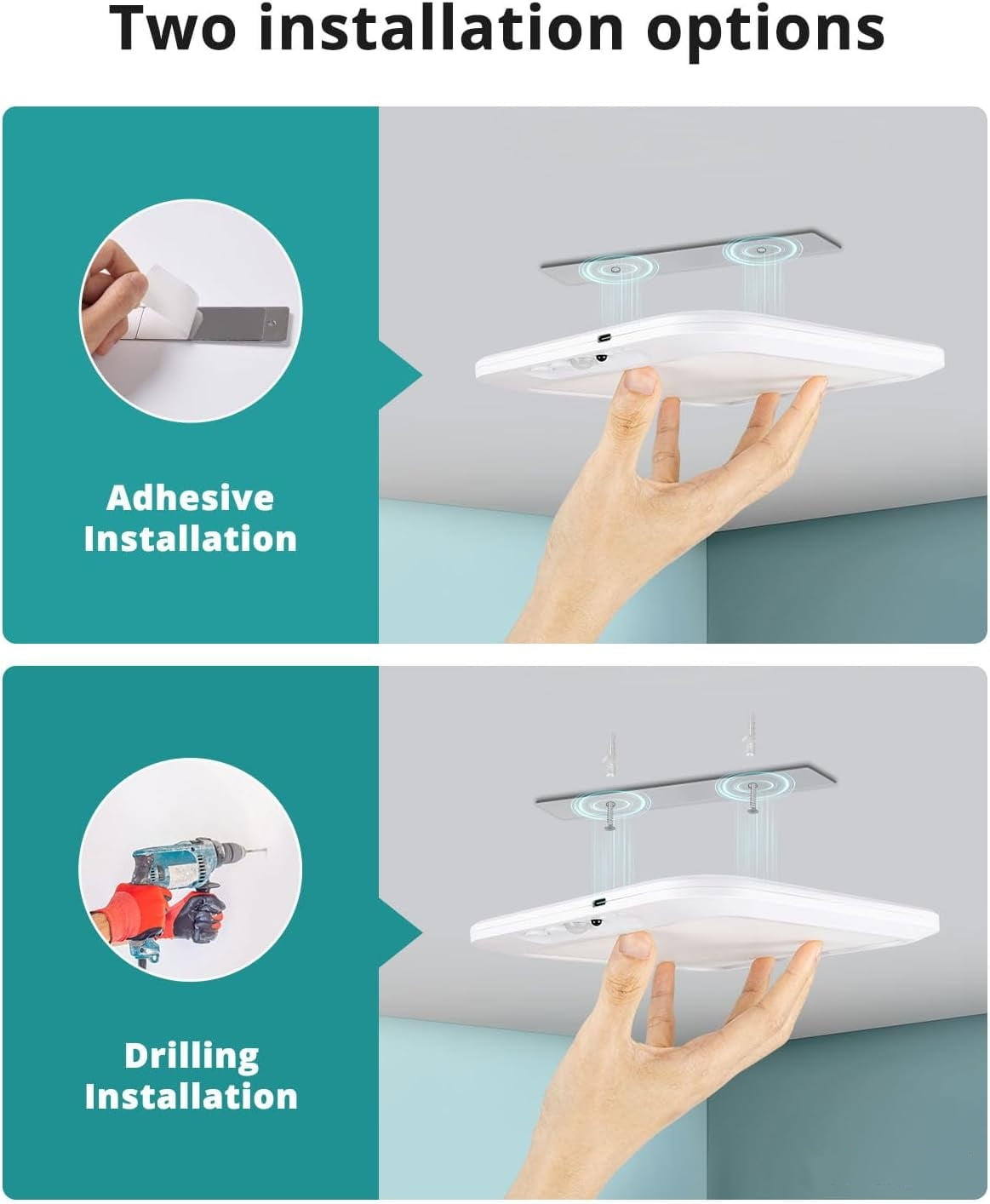 Ceiling Light Rechargeable, Wireless Motion Sensor Light with Remote 3000K 4500K 6500K Dimmable Timing for Closet, Shower, Hallway, Patio,1pcs