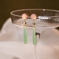 thumbnail image 4 of Eosunjian 1 Pair Dangle Earrings Chinese Style Elegant Noble Faux Jade Chalcedony Bead Drop Earrings Jewelry Accessories Green, 4 of 13
