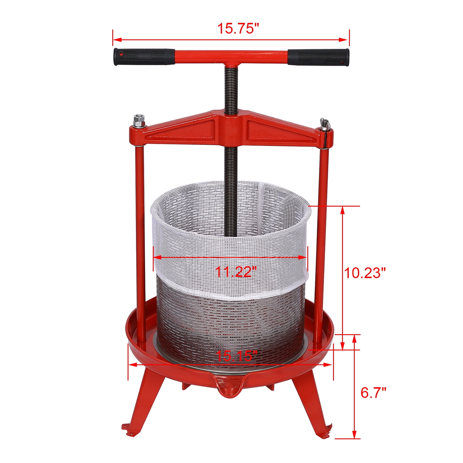 Fruit Manual Press Juices Press High Capacity 12 To 18 Pounds Juicer With Thick Stainless Steel t Basket , T-shaped Hand Shank For Orange, Grapes