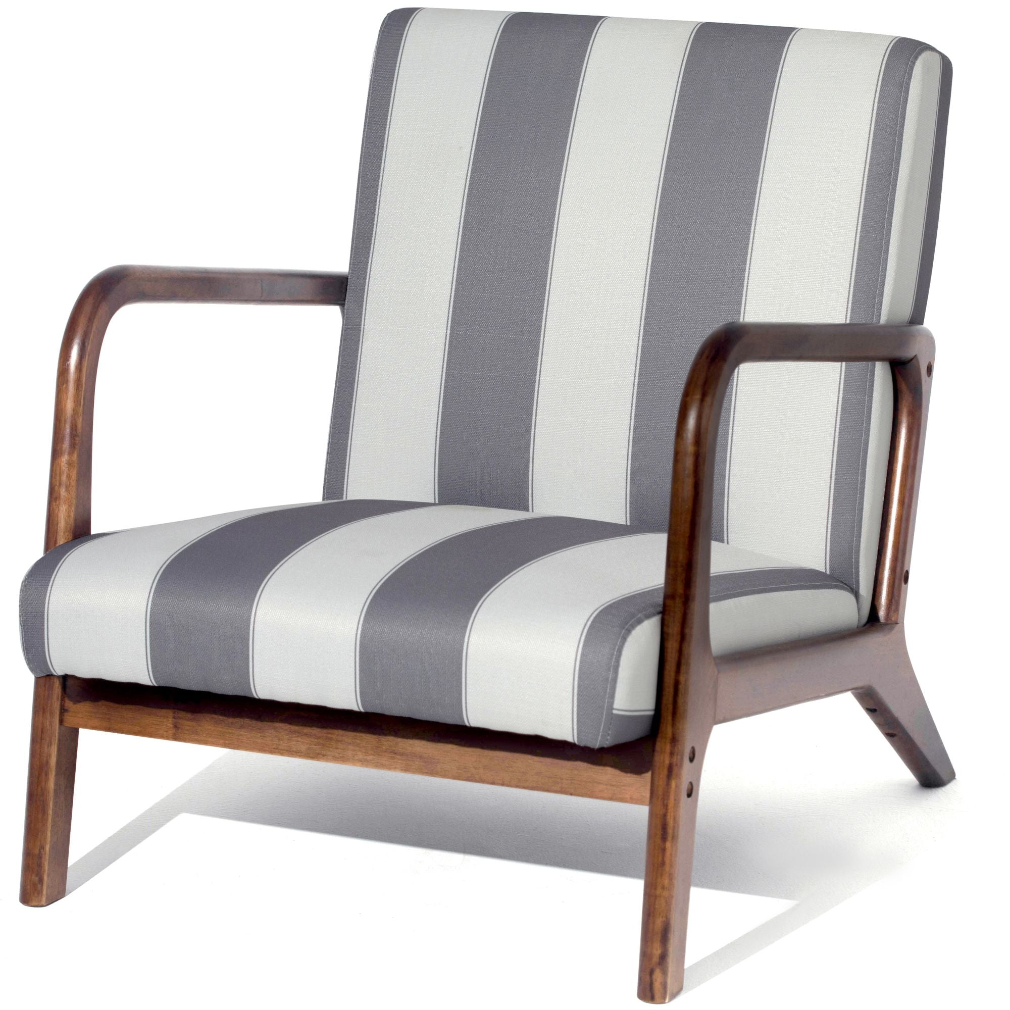 Modern Accent Chair Single Wood Frame Living Room Armchair Stripped