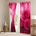 thumbnail image 3 of Homewish Teens Pink Floral Rose Black Out Curtains,Bling Glitter Curtains Pack of 2 (42x63 Each),Romantic Valentine's Day Bedroom Curtains,Luxury Bedroom Decor, 3 of 6