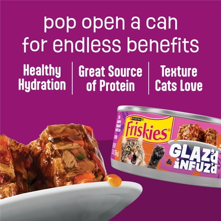 FRISKIES GLAZ’D AND INFUZ’D CHICKEN, CRAB & SHRIMP FLAVOR CHUNKS IN GRAVY WET CAT FOOD VARIETY PACK, 5.5 OZ. CAN (12 PACK)