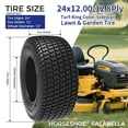 thumbnail image 3 of HORSESHOE FALABELLA 2 New 24x12.00-12 / 24x12-12 8PR T198 TURF-KING LAWN MOWER TIRES LRD Heavy Duty Color-Sidewall NHS, 3 of 4