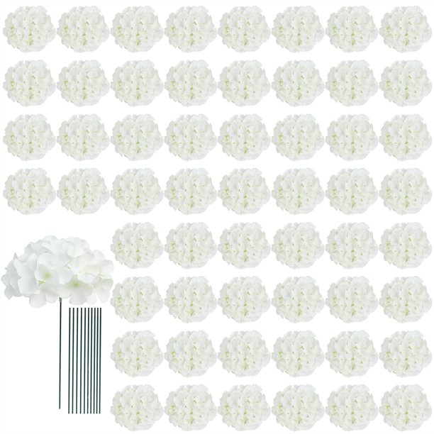 Flores artificiales AVIVIHO Hydrangea White, 65 unidades con tallos