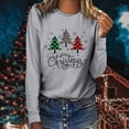 thumbnail image 2 of Tops Navideños Para Mujer, Blusas de Manga Larga, Feliz Navidad, Estampado A Cuadros, Árbol de Navidad, Camiseta Informal de Cuello Redondo Odeerbi ODB194099, 2 of 6