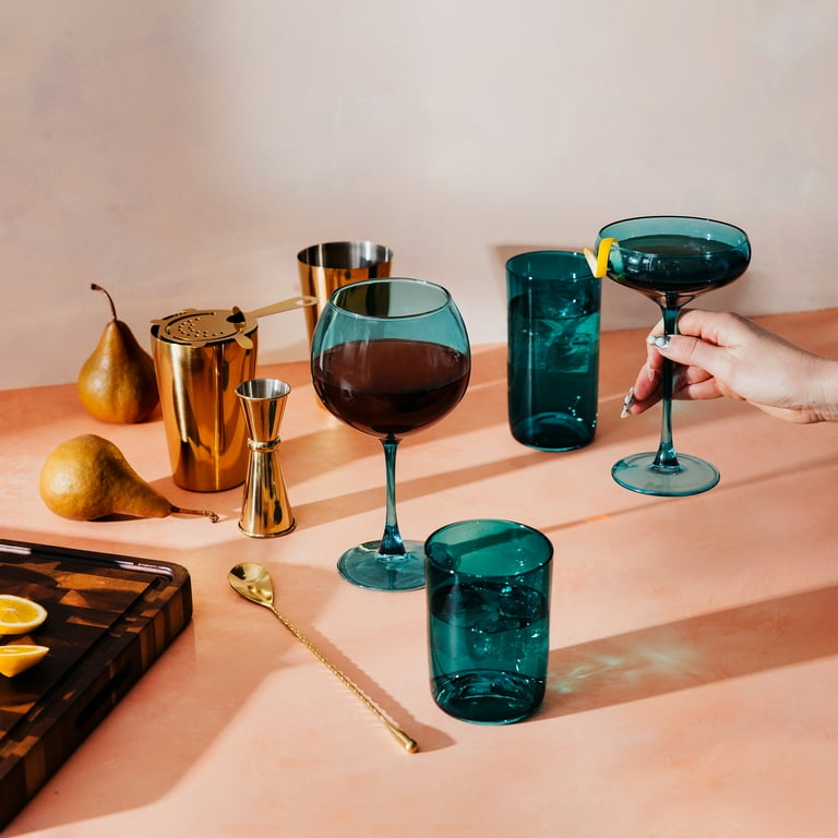 Thyme & Table 20 fl oz Emerald Green Sphere Drinking Glasses, Set of 4