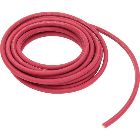 Red Welding Cable - Battery Cable, 25 Foot, 2ga