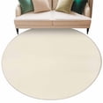 thumbnail image 2 of Cream Round Rugs 5ft, Farmhouse Solid Beige Color Modern Art Non Slip Washable Rug Runner, Low Pile Indoor Floor Carpet Mat Bathroom Rugs for Living Room, Bedroom, Kids Room, 2 of 9