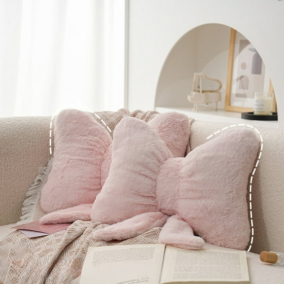 Yooshoverk Ribbon Pillow Bow Ribbon Throw Pillow - 18x18 Inch Soft Velvet Cushion with Tassels, Decorative Sofa Bed Accent Pillow