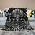 thumbnail image 2 of Flannel Throw Blanket Norse God with and Viking Warrior Engraving Style on The Black Home Decorative Warm Cozy Soft Blanket for Couch Sofa Bed, 2 of 6