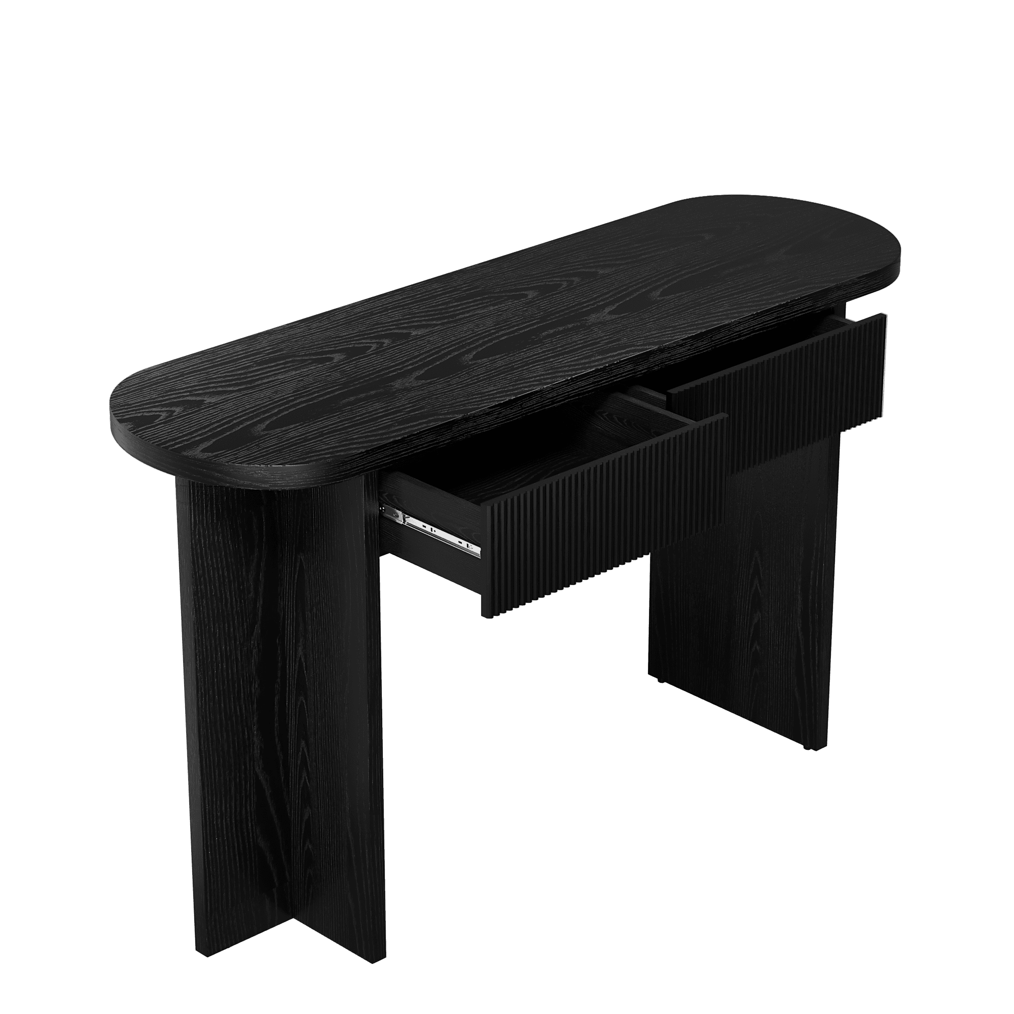 Mintazer 55" Fluted Console Table with 2 Drawers, Modern Entryway Tables with Storage, Sofa Table for Entryway Hallway Living Room, Black