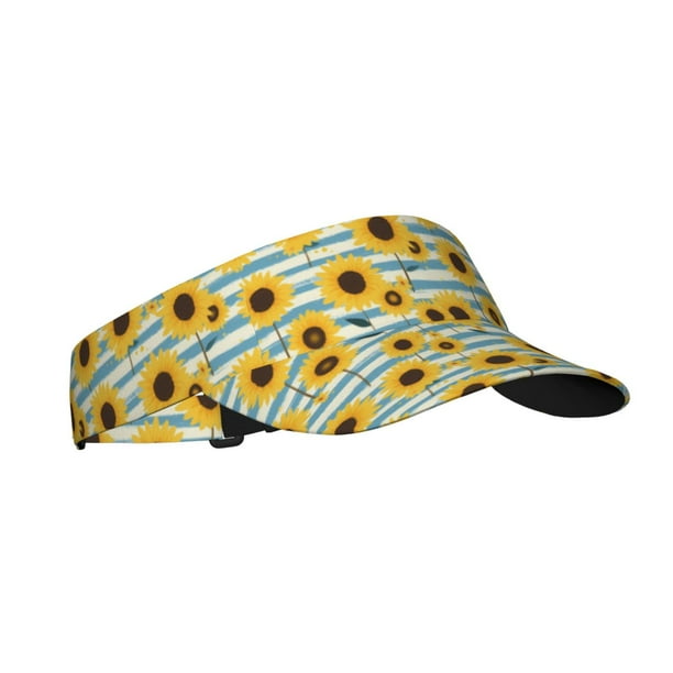 Balery Blue White Striped Sunflower A Gorra deportiva con visera ajustable para mujer y hombre (talla única)