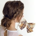 thumbnail image 2 of Unique Bargains 1 Pc Simple Plaid Bow Hair Clips for Home Brown Yellow, 2 of 5