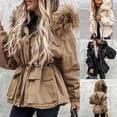 thumbnail image 6 of ZMHEGW Women Coats Daily Plus Size Winter Lapel Collar Long Sleeve Vintage Thicken Warm Hooded Thick Padded Outerwear Fall Jackets, 6 of 7