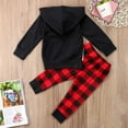 thumbnail image 2 of Bilo 2PCS Christmas Baby Boy Clothes Set Cartoon Sweatshirt Hooded Top+Checked Pants Outfits Clothes Set (6-12 Months), 2 of 3